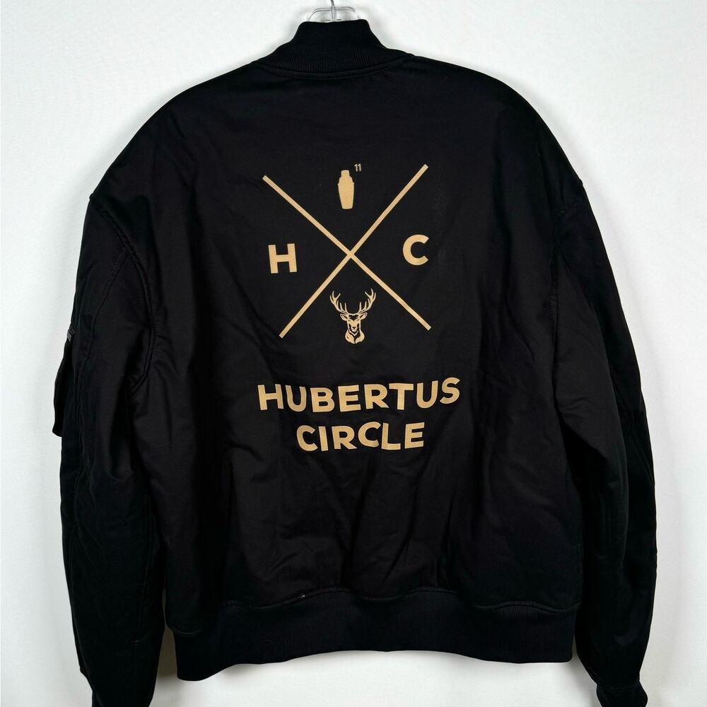 NWOT! Hubertus Circle Jagermeister Black Button Up Bomber Jacket Mens Size L